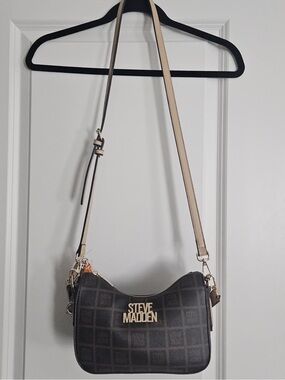 🛑 Steve Madden BFlorina Dark Brown and Tan Crossbody Bag with Gold Hardware NWT